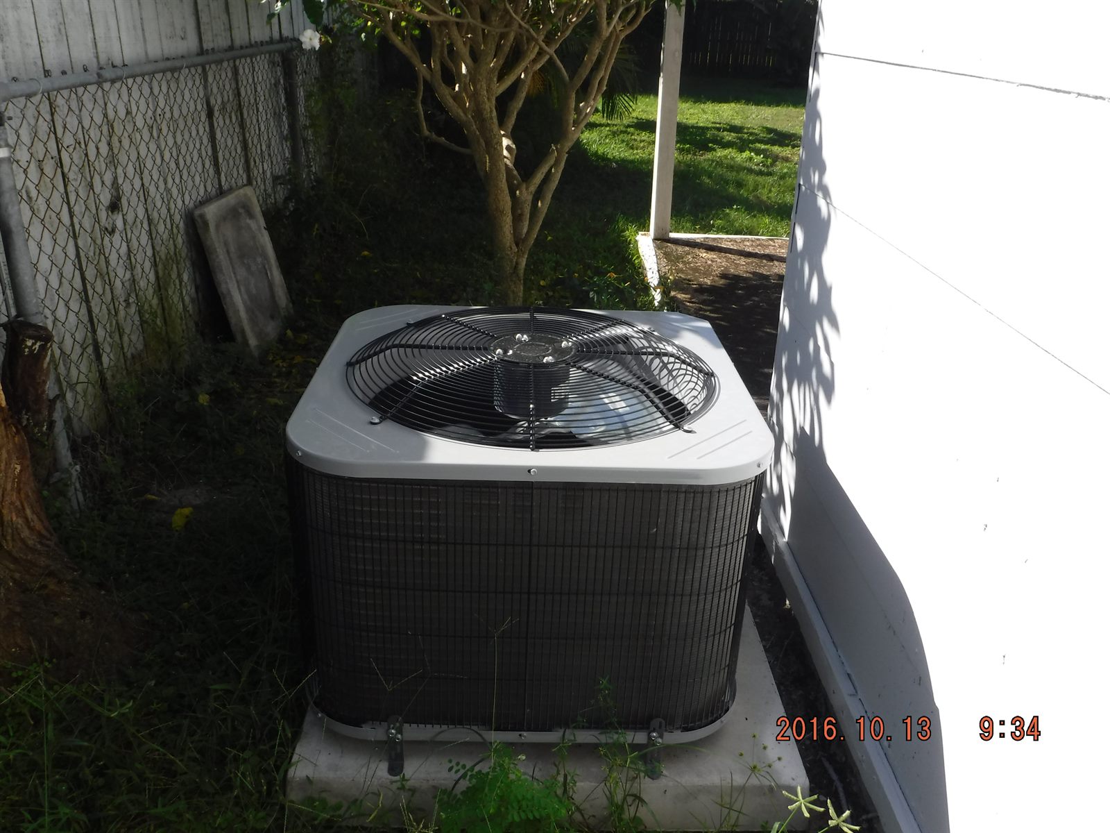 4-point HVAC condenser inspection documentation photo